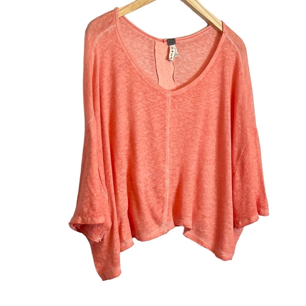 ✅SOLD-We The Free People | Burnout Split Back Crop Top Oversized Linen Blend - Picture 3 of 8